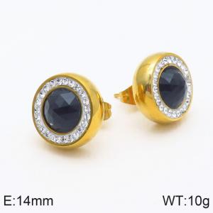 Stainless Steel Stone&Crystal Earring - KE86121-Z