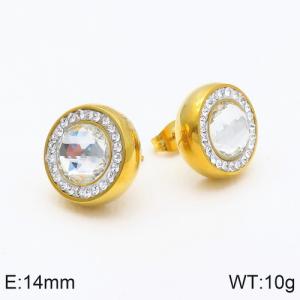 Stainless Steel Stone&Crystal Earring - KE86126-Z