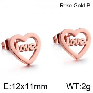 SS Rose Gold-Plating Earring - KE86556-K
