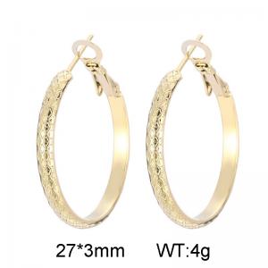 SS Gold-Plating Fashionable gold plated women's stainless steel earrings with circular buckle - KE88300-LO