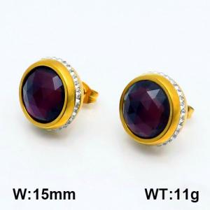 Stainless Steel Stone&Crystal Earring - KE89379-Z