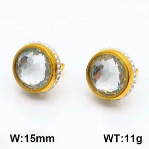 Stainless Steel Stone&Crystal Earring - KE89380-Z