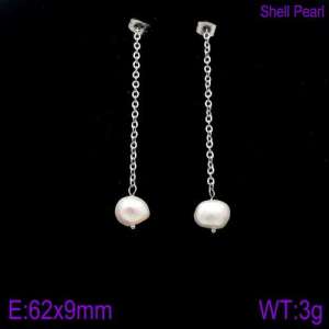 SS Shell Pearl Earrings - KE90003-Z
