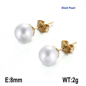 SS Shell Pearl Earrings - KE90929-Z