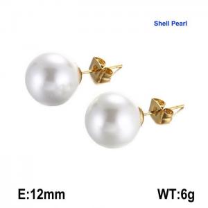 SS Shell Pearl Earrings - KE90933-Z
