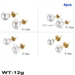 SS Shell Pearl Earrings - KE91131-Z