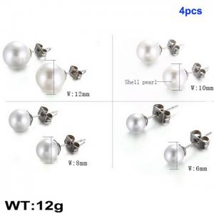 SS Shell Pearl Earrings - KE91132-Z