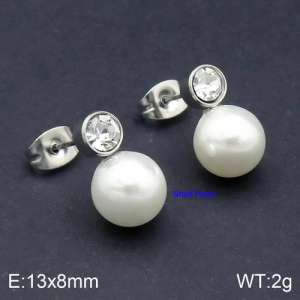 SS Shell Pearl Earrings - KE92477-Z