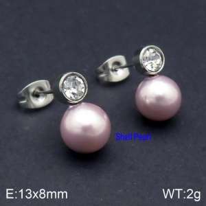 SS Shell Pearl Earrings - KE92478-Z