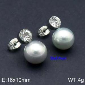 SS Shell Pearl Earrings - KE92481-Z