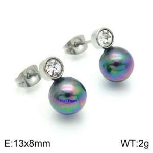 SS Shell Pearl Earrings - KE92482-Z