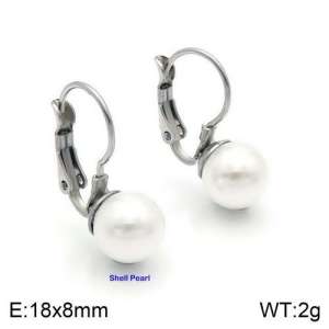 SS Shell Pearl Earrings - KE92486-Z