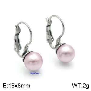 SS Shell Pearl Earrings - KE92487-Z