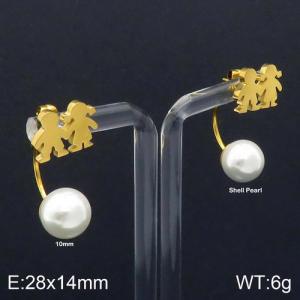SS Shell Pearl Earrings - KE92506-Z