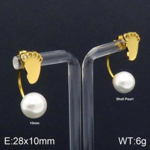 SS Shell Pearl Earrings - KE92512-Z