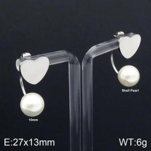 SS Shell Pearl Earrings - KE92525-Z