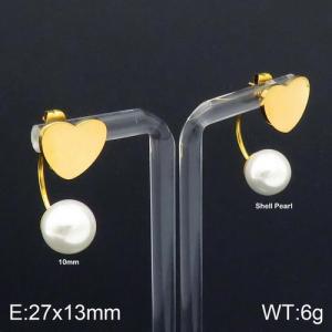 SS Shell Pearl Earrings - KE92528-Z