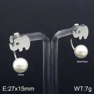 SS Shell Pearl Earrings - KE92532-Z