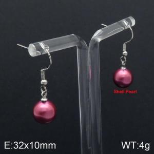 SS Shell Pearl Earrings - KE92713-Z