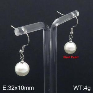 SS Shell Pearl Earrings - KE92721-Z
