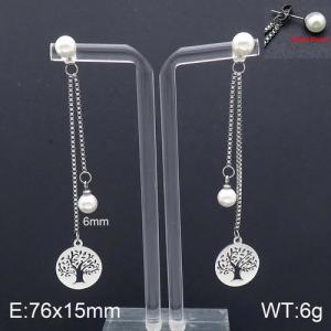 SS Shell Pearl Earrings - KE92729-Z