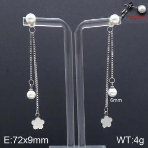SS Shell Pearl Earrings - KE92734-Z