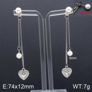 SS Shell Pearl Earrings - KE92736-Z