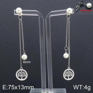 SS Shell Pearl Earrings - KE92738-Z