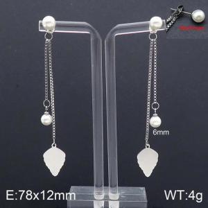 SS Shell Pearl Earrings - KE92741-Z