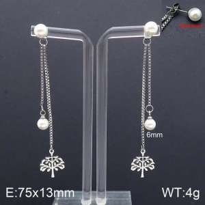 SS Shell Pearl Earrings - KE92744-Z