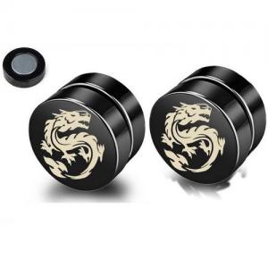 Stainless Steel Black-plating Earring - KE95277-WGLN