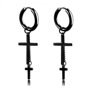 Stainless Steel Black-plating Earring - KE95292-WGLN