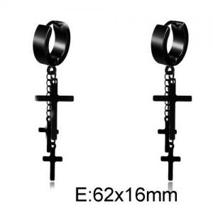Stainless Steel Black-plating Earring - KE95490-WGLN