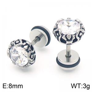 Stainless Steel Stone&Crystal Earring - KE95496-WGLN