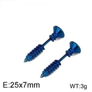 Stainless Steel Blue-plating Earring - KE95528-WGLN