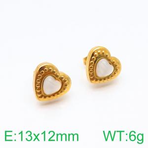 SS Shell Pearl Earrings - KE96250-Z