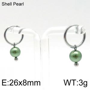 SS Shell Pearl Earrings - KE96706-Z