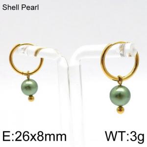 SS Shell Pearl Earrings - KE96707-Z