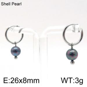 SS Shell Pearl Earrings - KE96708-Z