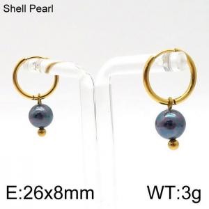 SS Shell Pearl Earrings - KE96709-Z