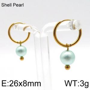 SS Shell Pearl Earrings - KE96712-Z