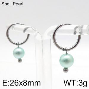 SS Shell Pearl Earrings - KE96713-Z
