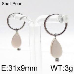 SS Shell Pearl Earrings - KE96721-Z