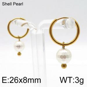 SS Shell Pearl Earrings - KE96725-Z