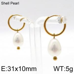 SS Shell Pearl Earrings - KE96726-Z