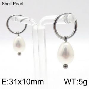 SS Shell Pearl Earrings - KE96727-Z