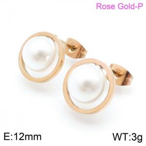 SS Rose Gold-Plating Earring - KE97491-SH