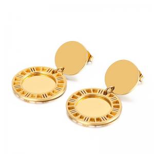 Roman numeral earrings creative retro fashion sequin hollow disc Gold-Plating Earring - KE97995-KLX