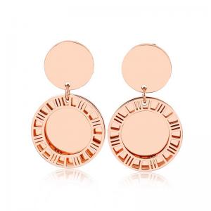 Roman numeral earrings creative retro fashion sequin hollow disc Gold-Plating Earring - KE97996-KLX