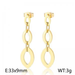Sweet earrings, niche design, simple long tassel hollow oval series Gold-Plating Earring - KE97997-KLX